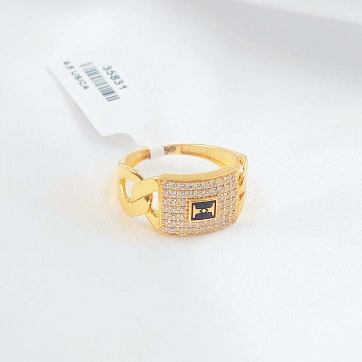 21K خاتم جنزير مينا مرصع-مجوهرات الشيخ سعيد-Saeed Jewelry 