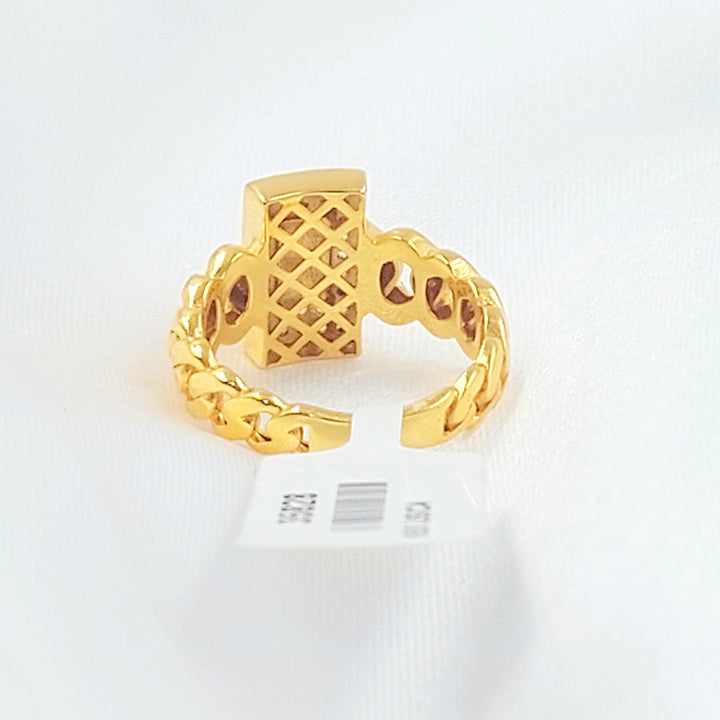 21K خاتم جنزير مينا مرصع-مجوهرات الشيخ سعيد-Saeed Jewelry 