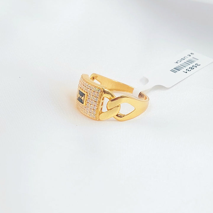 21K خاتم جنزير مينا مرصع-مجوهرات الشيخ سعيد-Saeed Jewelry 