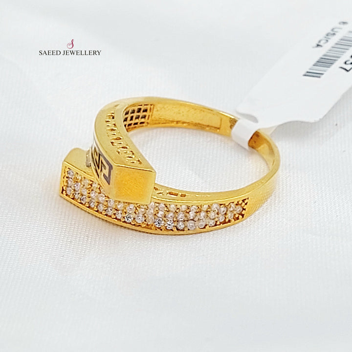 21K خاتم هرم مينا مرصع-مجوهرات الشيخ سعيد-Saeed Jewelry 
