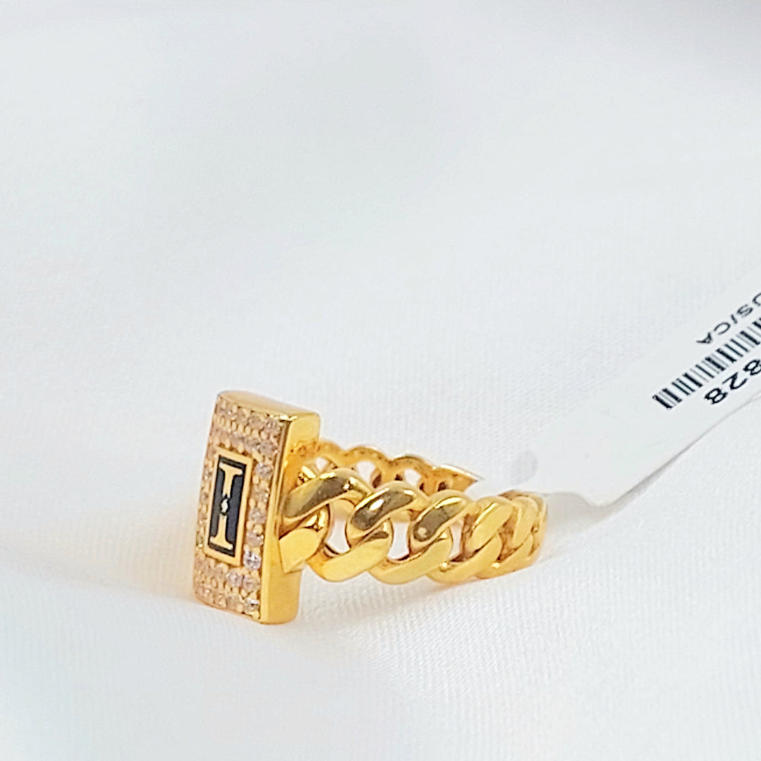 21K خاتم جنزير مينا مرصع-مجوهرات الشيخ سعيد-Saeed Jewelry 