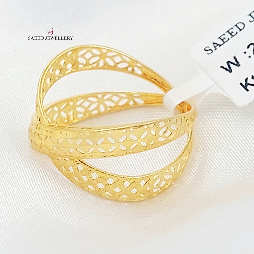 21K خاتم اكس نقش-مجوهرات الشيخ سعيد-Saeed Jewelry 