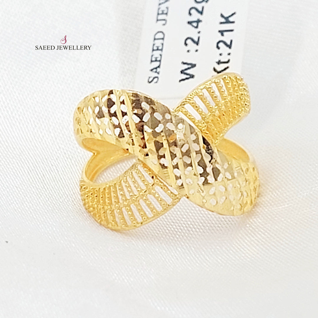 21K خاتم اكس نقش-مجوهرات الشيخ سعيد-Saeed Jewelry 