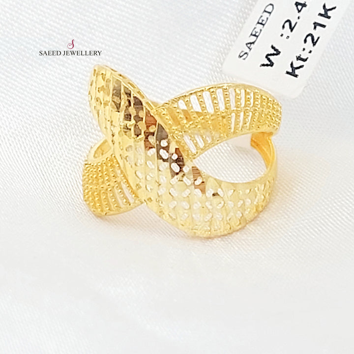 21K خاتم اكس نقش-مجوهرات الشيخ سعيد-Saeed Jewelry 