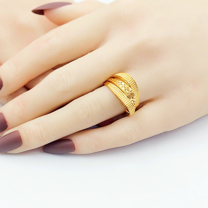 21K خاتم هرم نقش-مجوهرات الشيخ سعيد-Saeed Jewelry 
