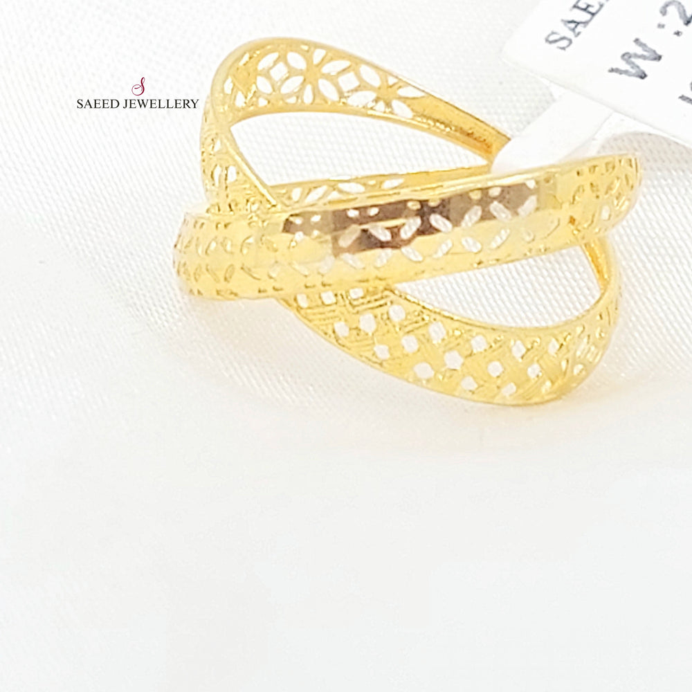 21K خاتم اكس نقش-مجوهرات الشيخ سعيد-Saeed Jewelry 