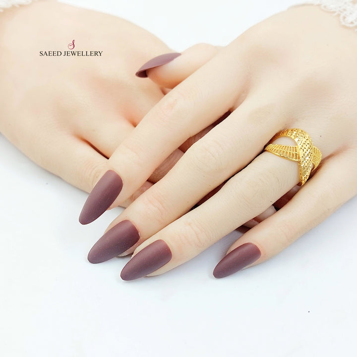 21K خاتم اكس نقش-مجوهرات الشيخ سعيد-Saeed Jewelry 
