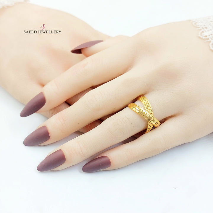 21K خاتم اكس نقش-مجوهرات الشيخ سعيد-Saeed Jewelry 