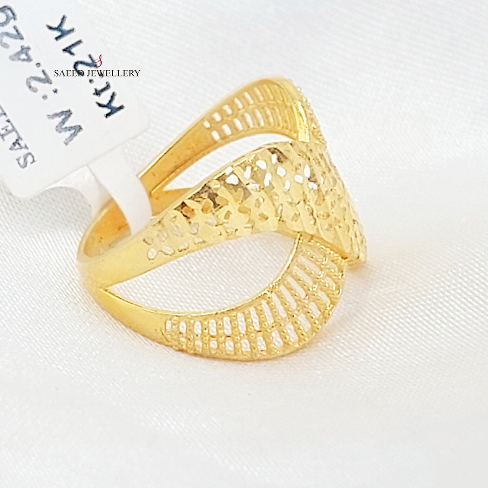 21K خاتم اكس نقش-مجوهرات الشيخ سعيد-Saeed Jewelry 