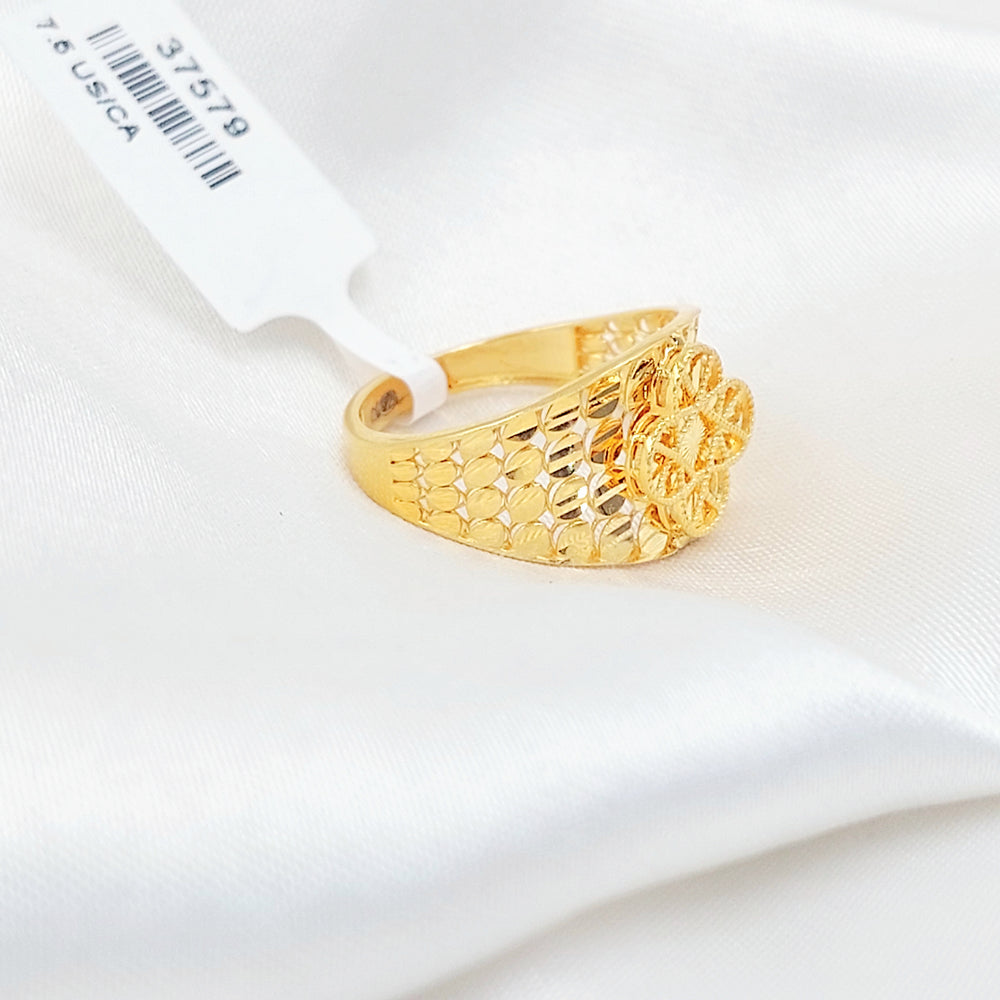 21K خاتم وردة نقش-مجوهرات الشيخ سعيد-Saeed Jewelry 