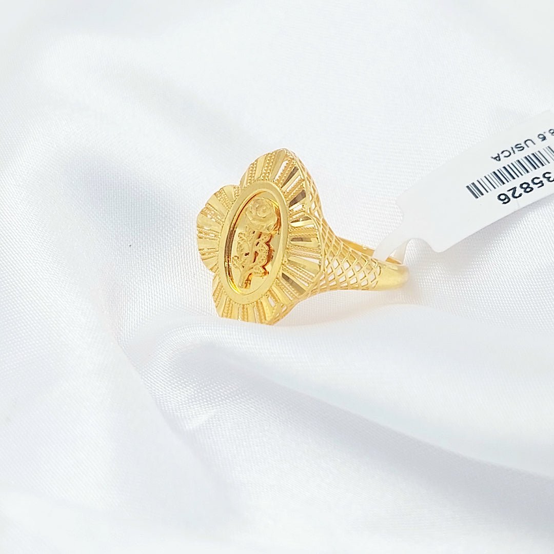 21K خاتم اونصه نقش-مجوهرات الشيخ سعيد-Saeed Jewelry 