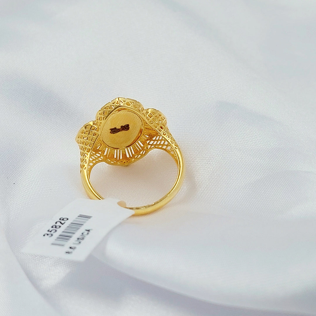 21K خاتم اونصه نقش-مجوهرات الشيخ سعيد-Saeed Jewelry 
