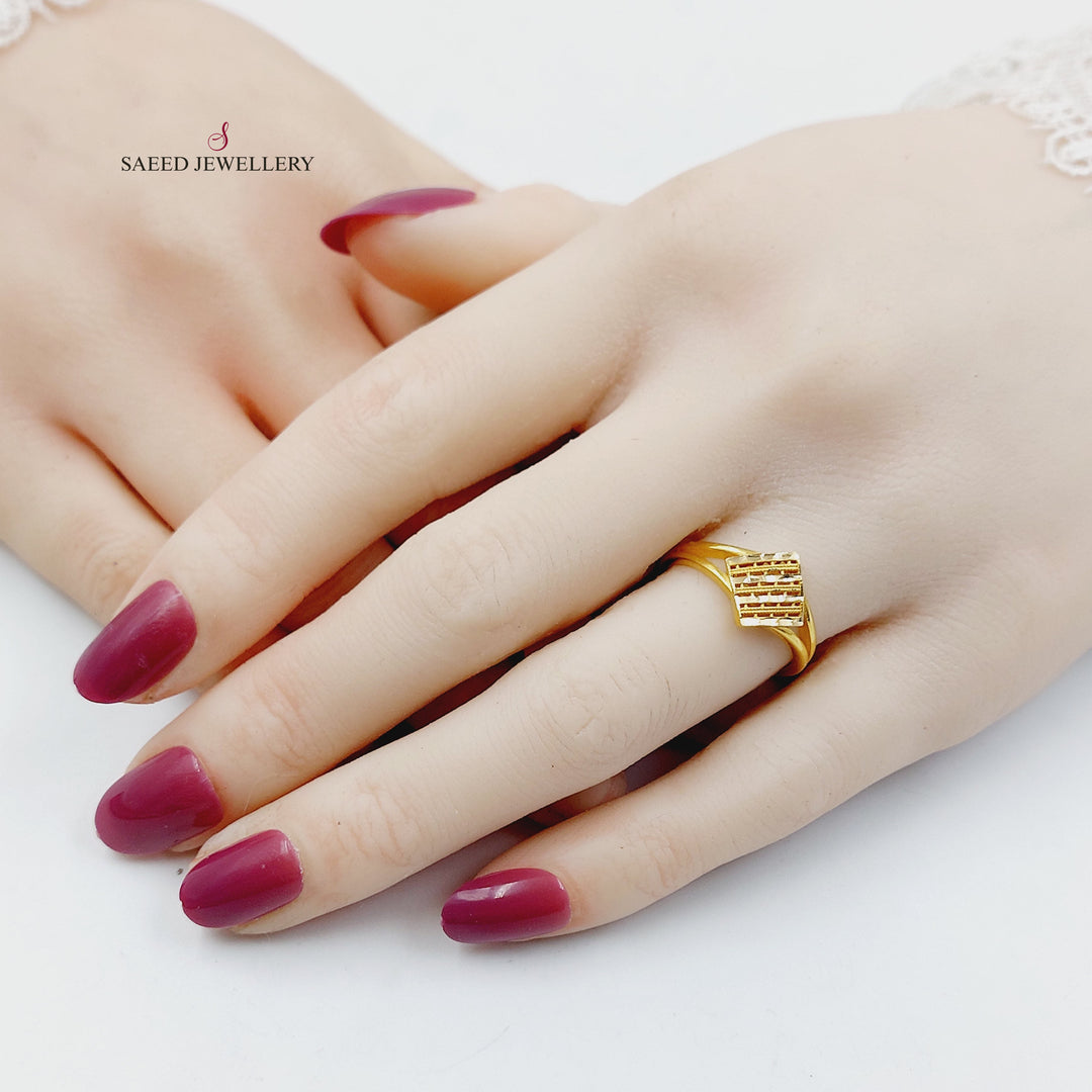 21K خاتم معين نقش-مجوهرات الشيخ سعيد-Saeed Jewelry 