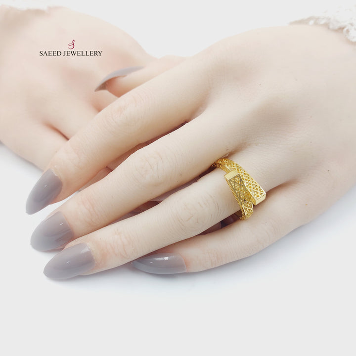 21K خاتم نقش-مجوهرات الشيخ سعيد-Saeed Jewelry 