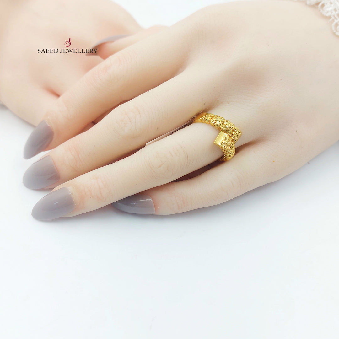 21K خاتم نقش-مجوهرات الشيخ سعيد-Saeed Jewelry 