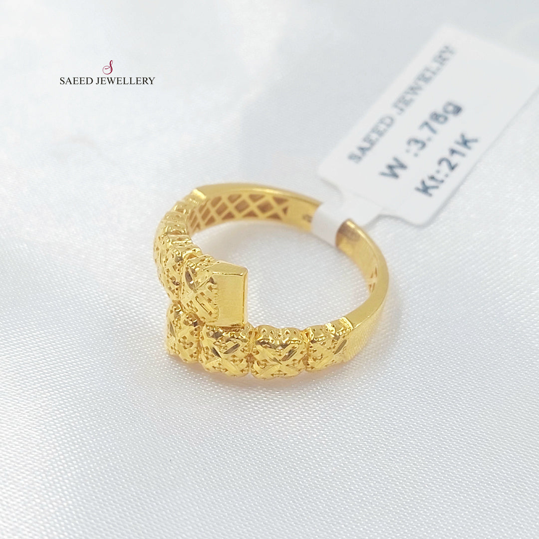21K خاتم نقش-مجوهرات الشيخ سعيد-Saeed Jewelry 
