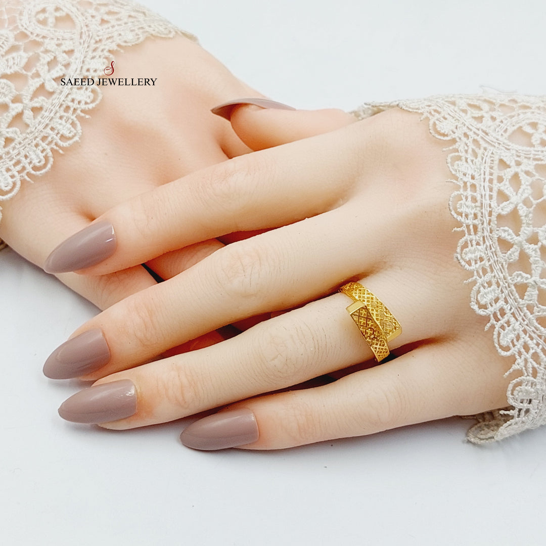 21K خاتم نقش-مجوهرات الشيخ سعيد-Saeed Jewelry 