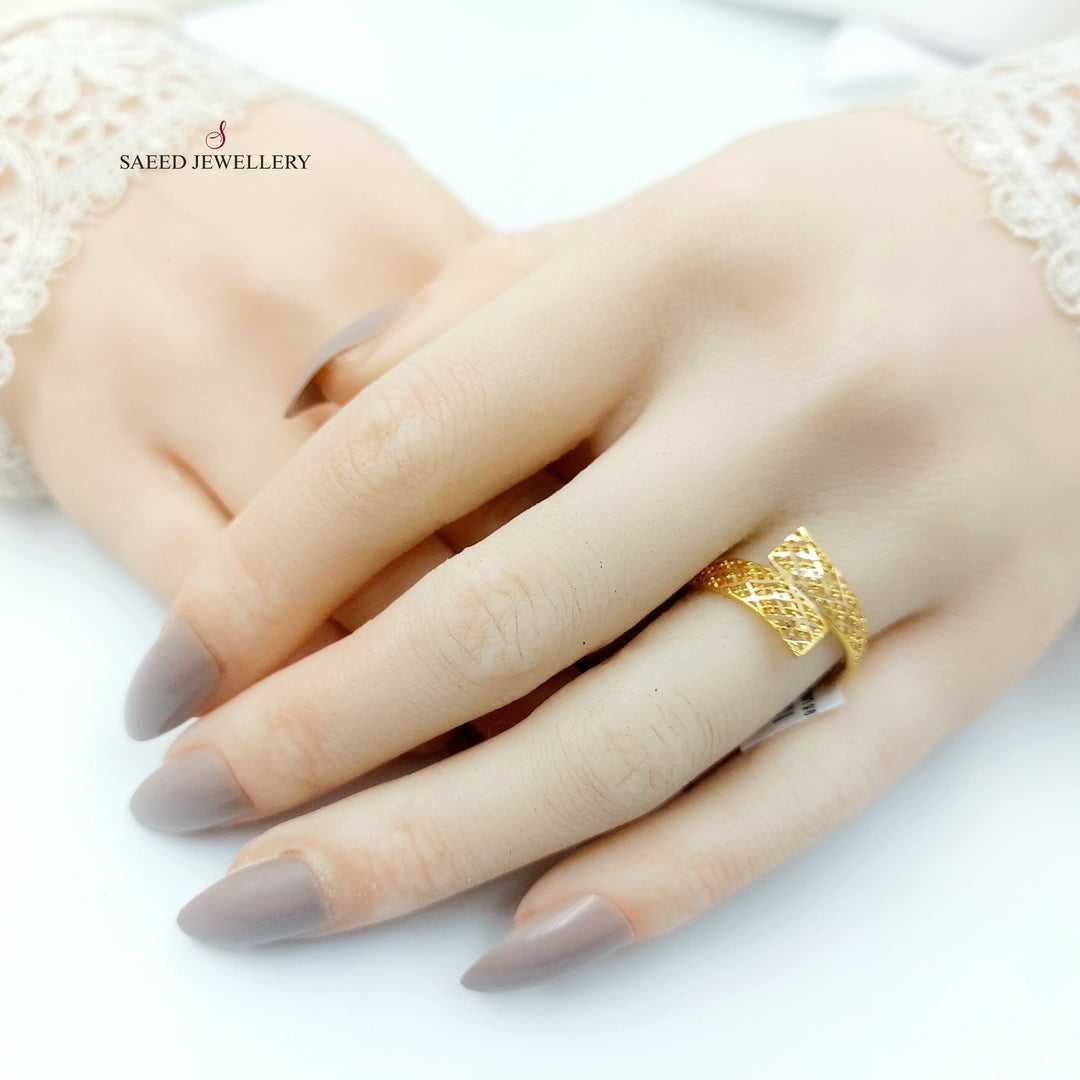 21K خاتم نقش-مجوهرات الشيخ سعيد-Saeed Jewelry 