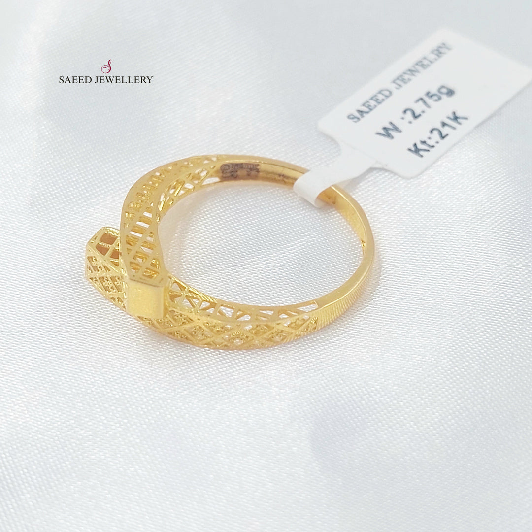 21K خاتم نقش-مجوهرات الشيخ سعيد-Saeed Jewelry 