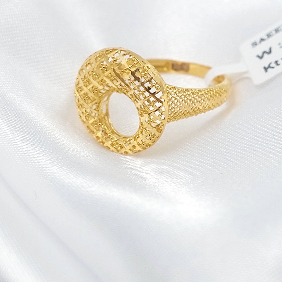 21K خاتم دائري نقش-مجوهرات الشيخ سعيد-Saeed Jewelry 