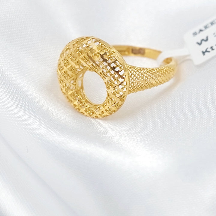 21K خاتم دائري نقش-مجوهرات الشيخ سعيد-Saeed Jewelry 