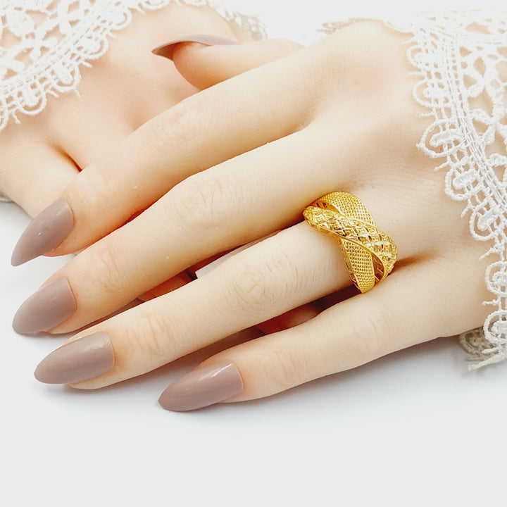 21K خاتم اكس نقش-مجوهرات الشيخ سعيد-Saeed Jewelry 