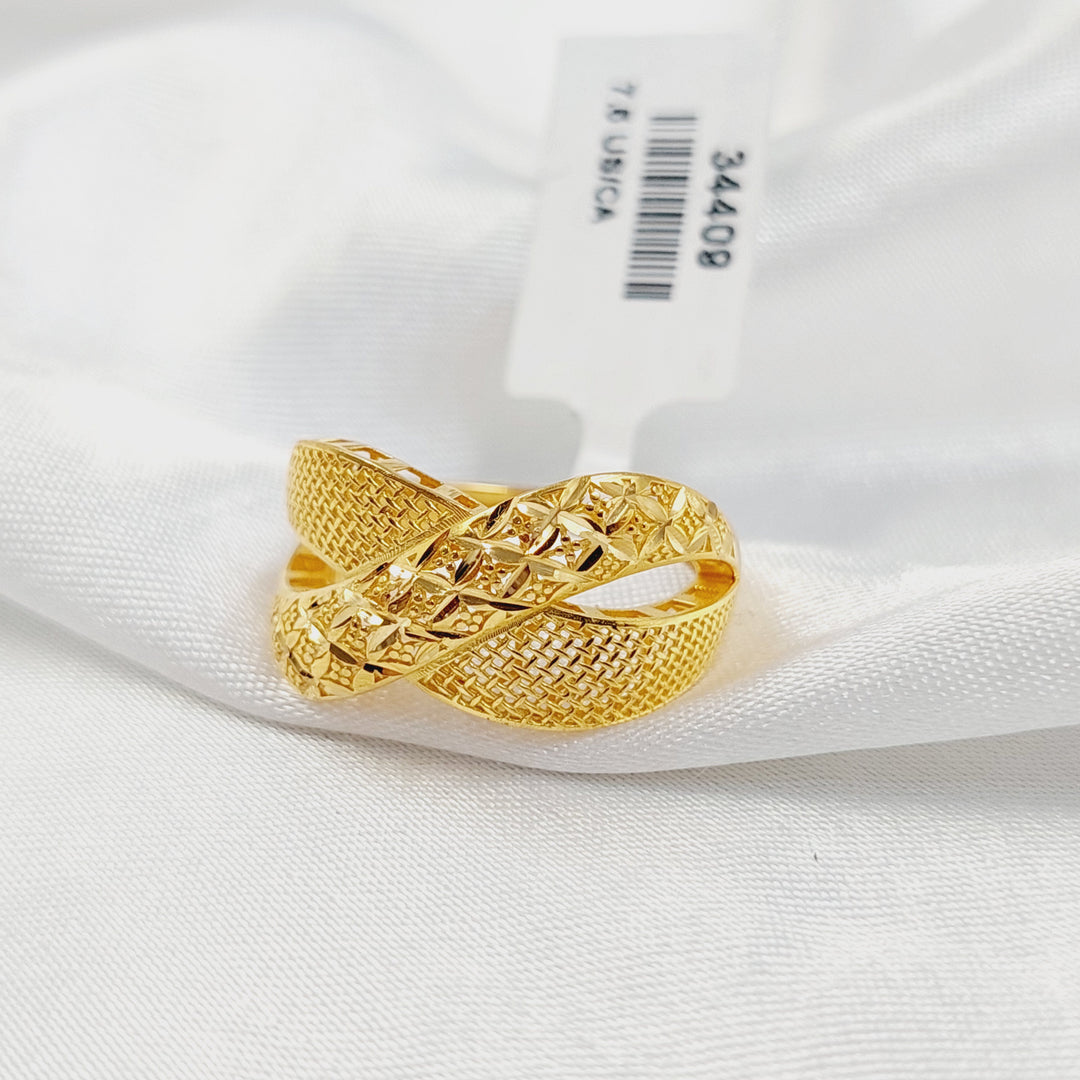 21K خاتم اكس نقش-مجوهرات الشيخ سعيد-Saeed Jewelry 