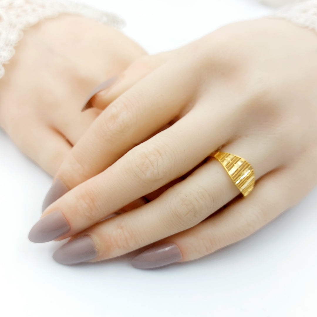 21K خاتم نقش مبسط-مجوهرات الشيخ سعيد-Saeed Jewelry 