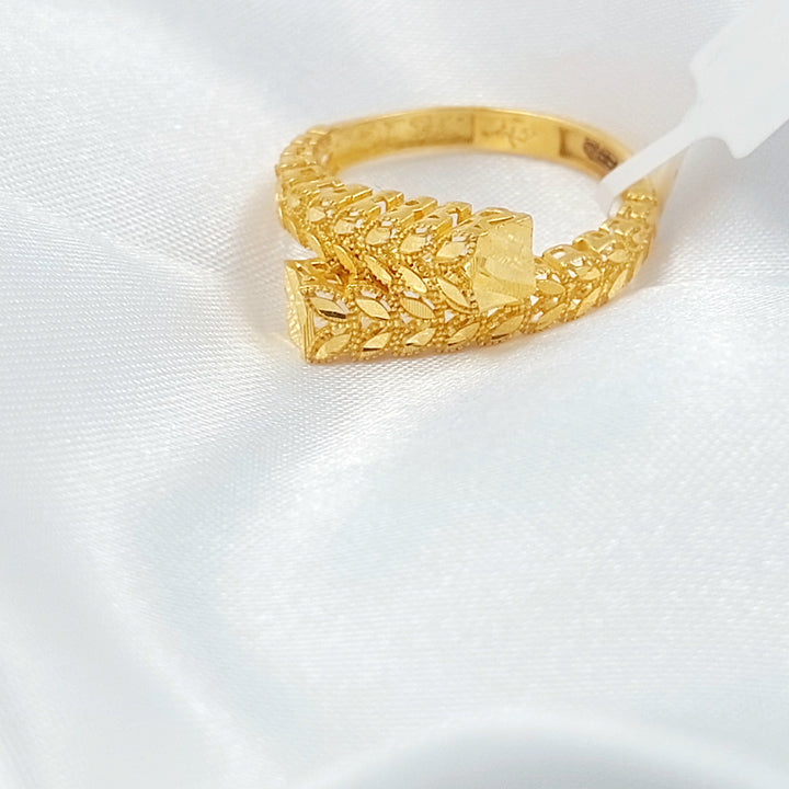 21K خاتم هرم ورق الشجر-مجوهرات الشيخ سعيد-Saeed Jewelry 