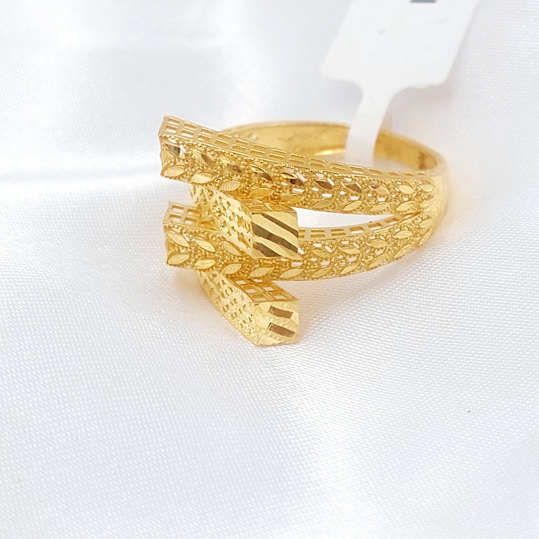 21K خاتم هرم ورق الشجر-مجوهرات الشيخ سعيد-Saeed Jewelry 
