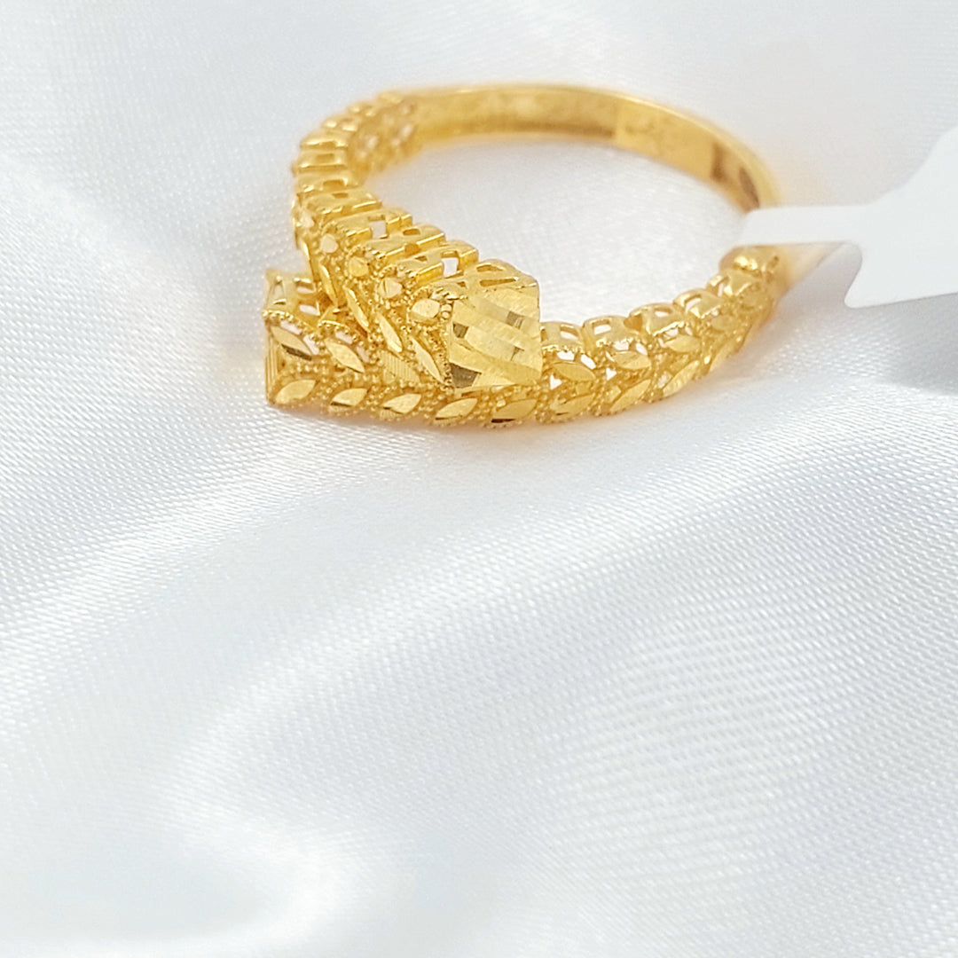 21K خاتم هرم ورق الشجر-مجوهرات الشيخ سعيد-Saeed Jewelry 