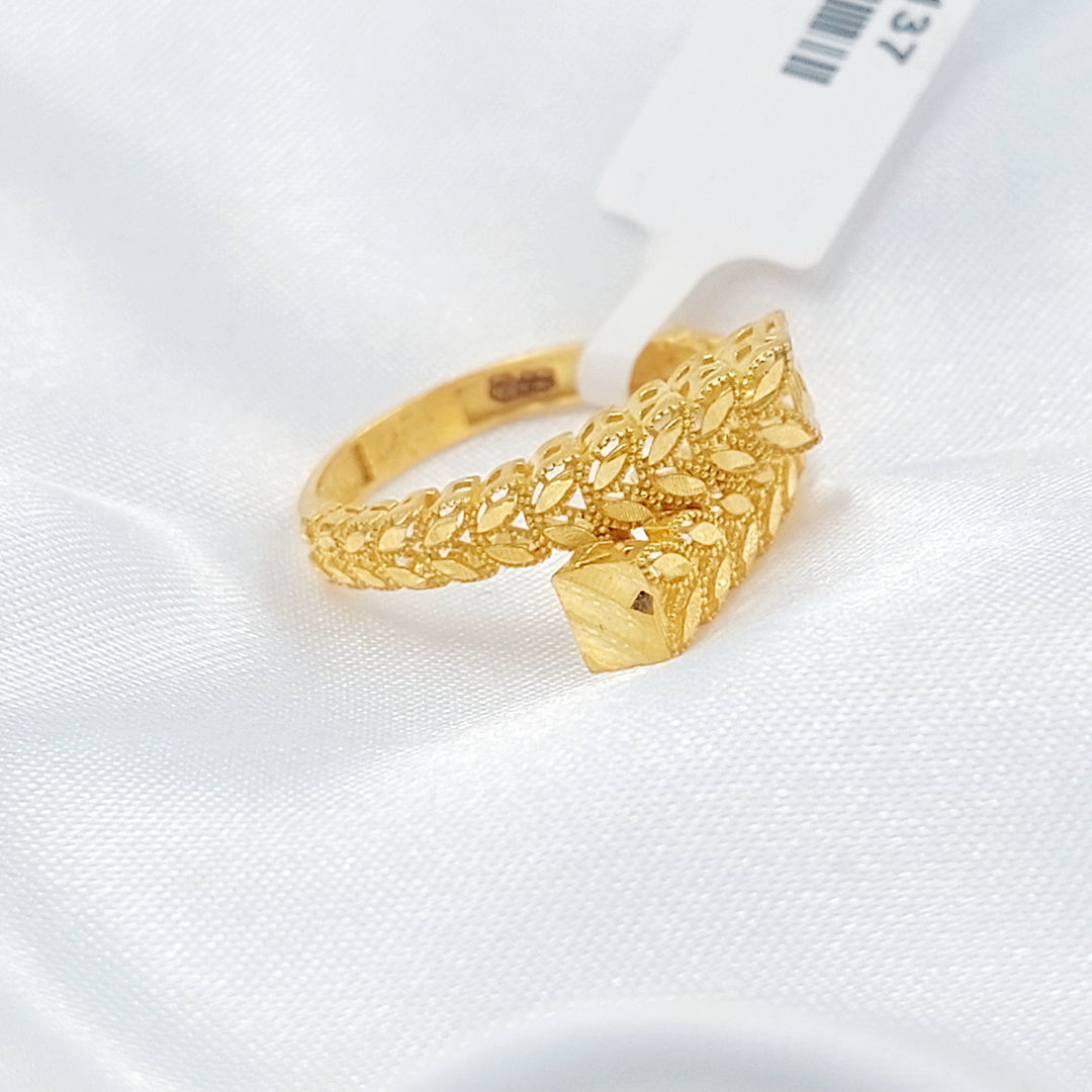 21K خاتم هرم ورق الشجر-مجوهرات الشيخ سعيد-Saeed Jewelry 