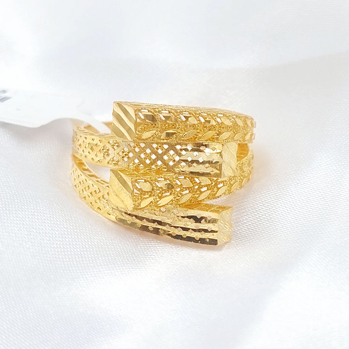 21K خاتم هرم ورق الشجر-مجوهرات الشيخ سعيد-Saeed Jewelry 