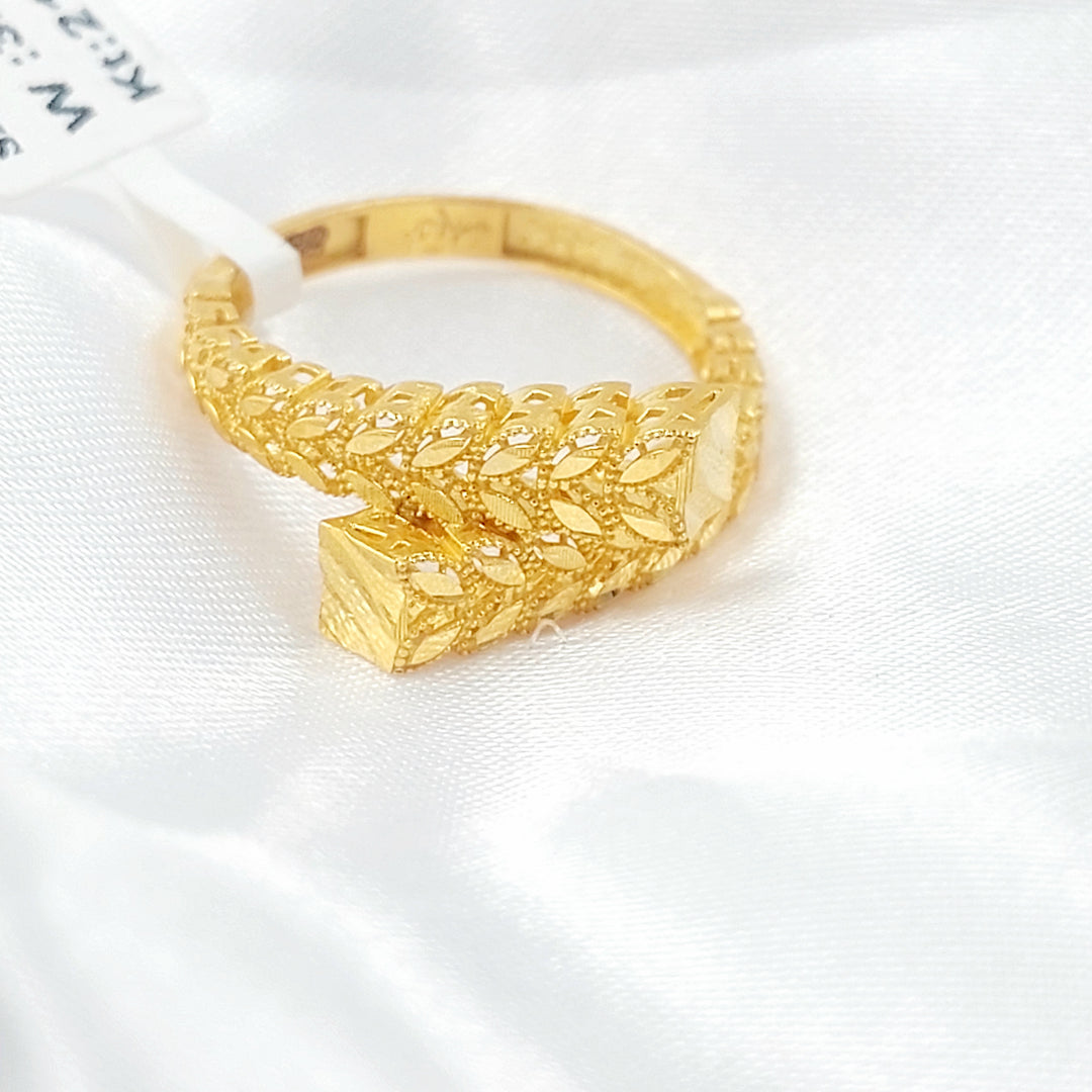 21K خاتم هرم ورق الشجر-مجوهرات الشيخ سعيد-Saeed Jewelry 