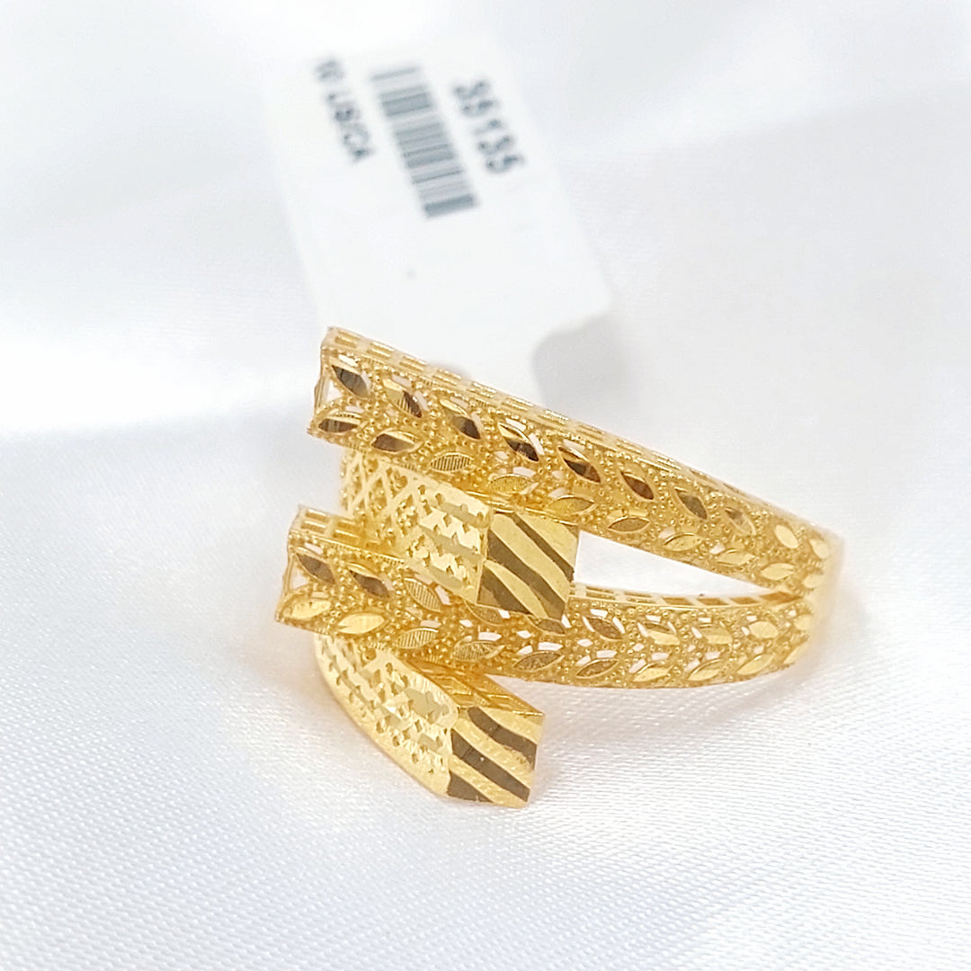 21K خاتم هرم ورق الشجر-مجوهرات الشيخ سعيد-Saeed Jewelry 