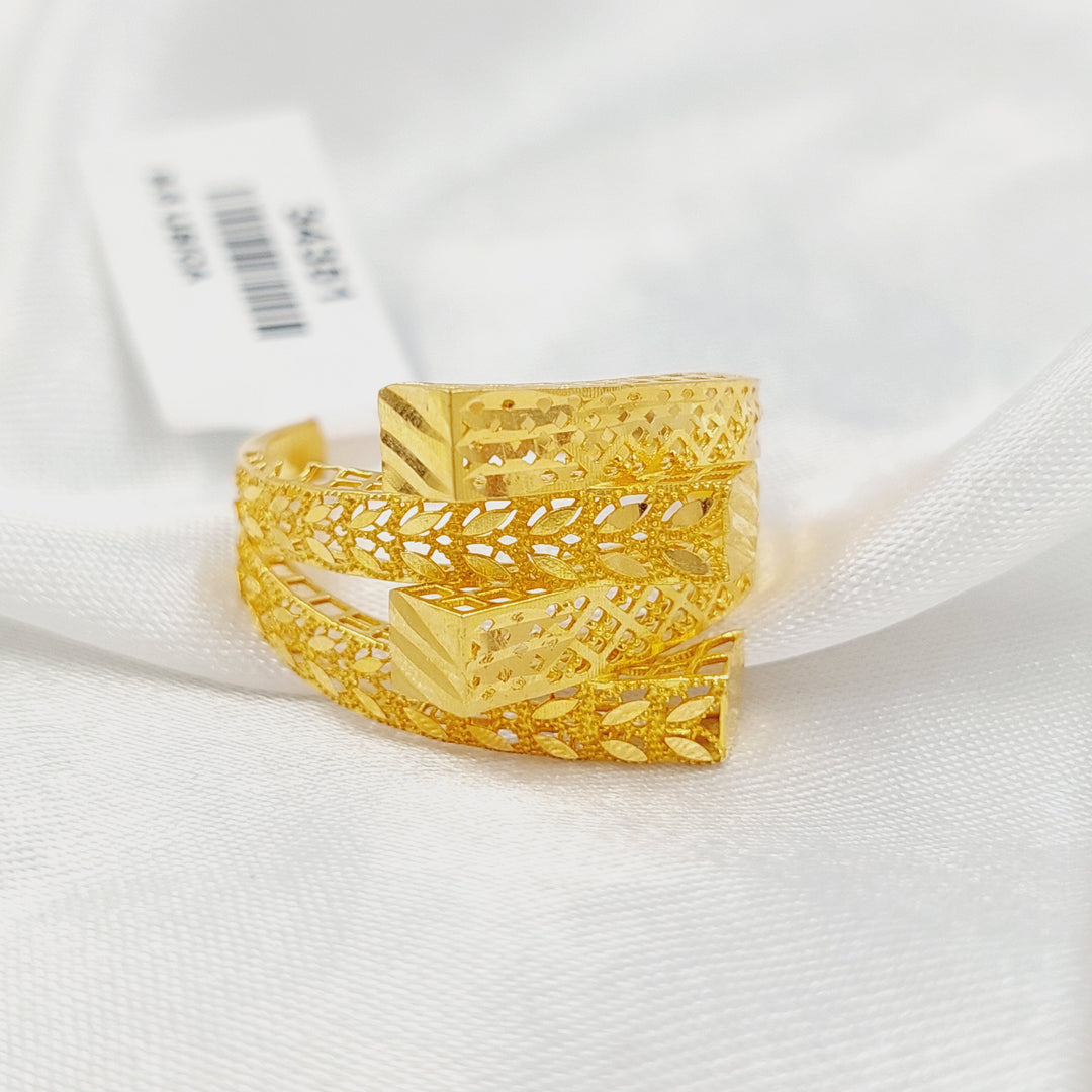 21K خاتم هرم ورق الشجر-مجوهرات الشيخ سعيد-Saeed Jewelry 