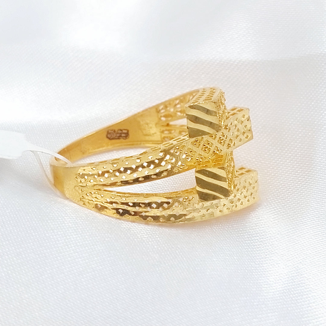 21K خاتم هرم ورق الشجر-مجوهرات الشيخ سعيد-Saeed Jewelry 