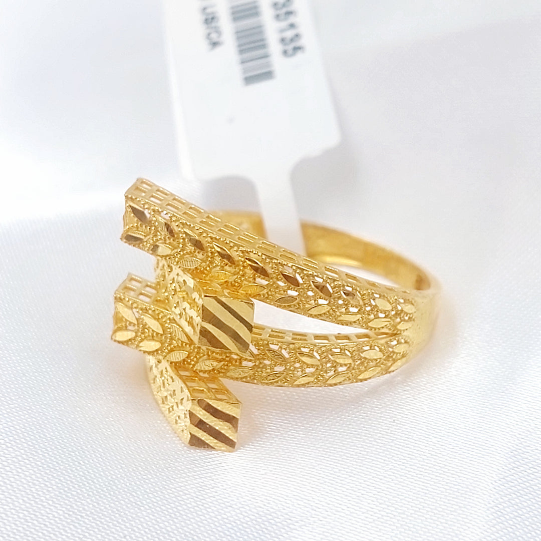 21K خاتم هرم ورق الشجر-مجوهرات الشيخ سعيد-Saeed Jewelry 