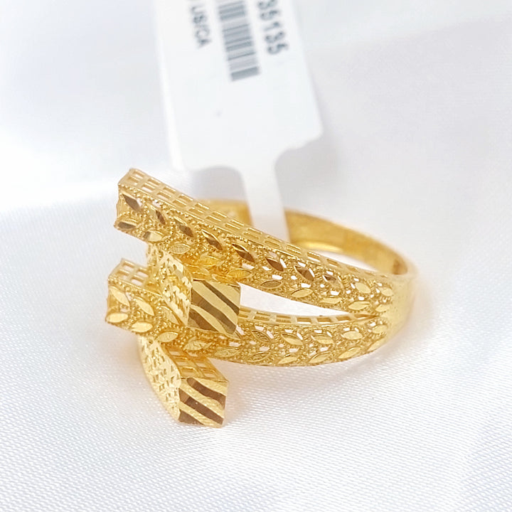 21K خاتم هرم ورق الشجر-مجوهرات الشيخ سعيد-Saeed Jewelry 