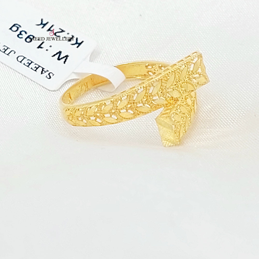 21K خاتم ورق الشجر-مجوهرات الشيخ سعيد-Saeed Jewelry 