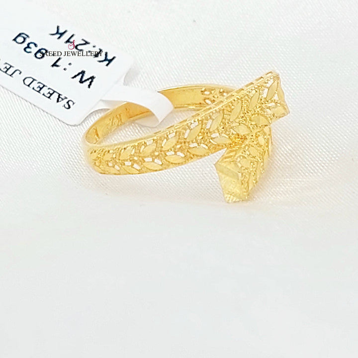 21K خاتم ورق الشجر-مجوهرات الشيخ سعيد-Saeed Jewelry 