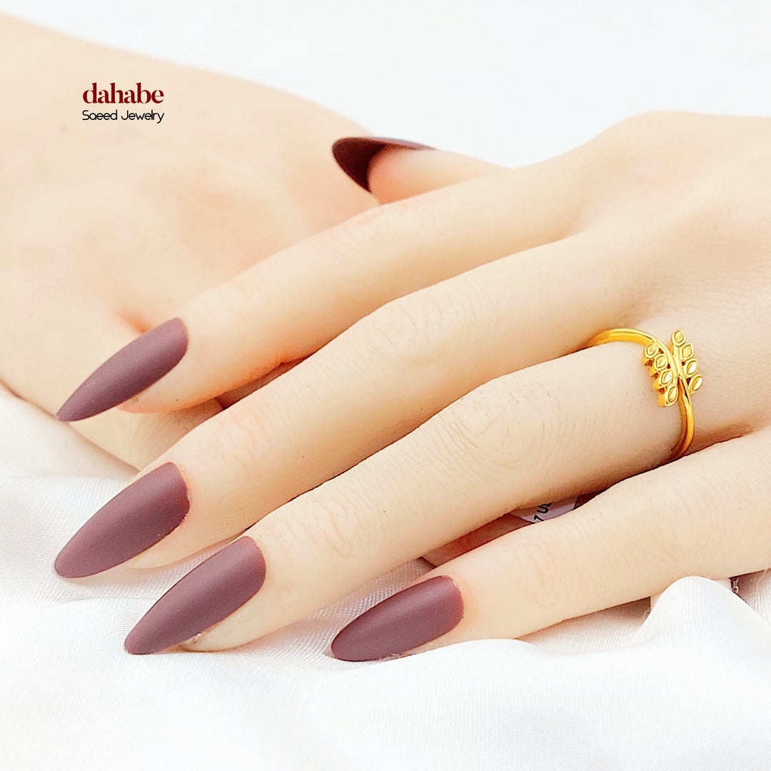 21K خاتم ورق الشجر-مجوهرات الشيخ سعيد-Saeed Jewelry 