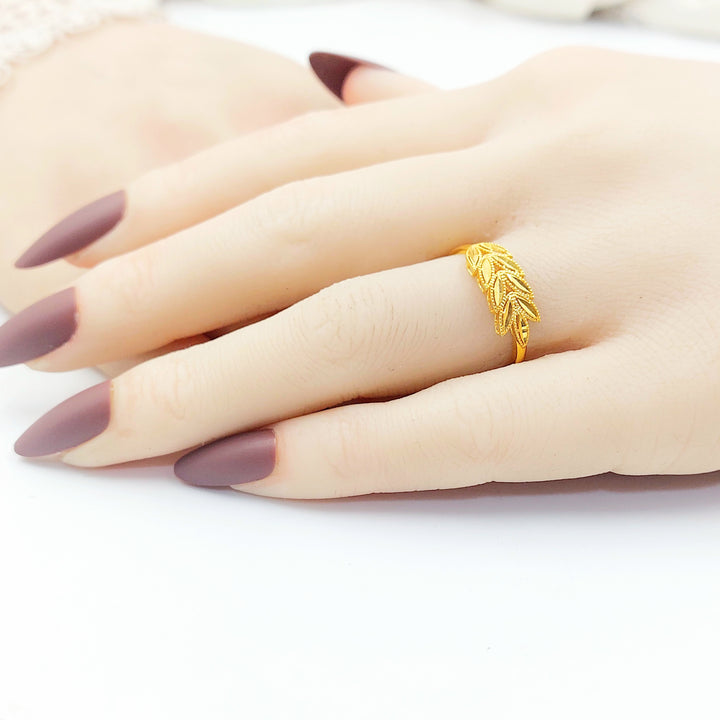 21K خاتم ورق الشجر-مجوهرات الشيخ سعيد-Saeed Jewelry 