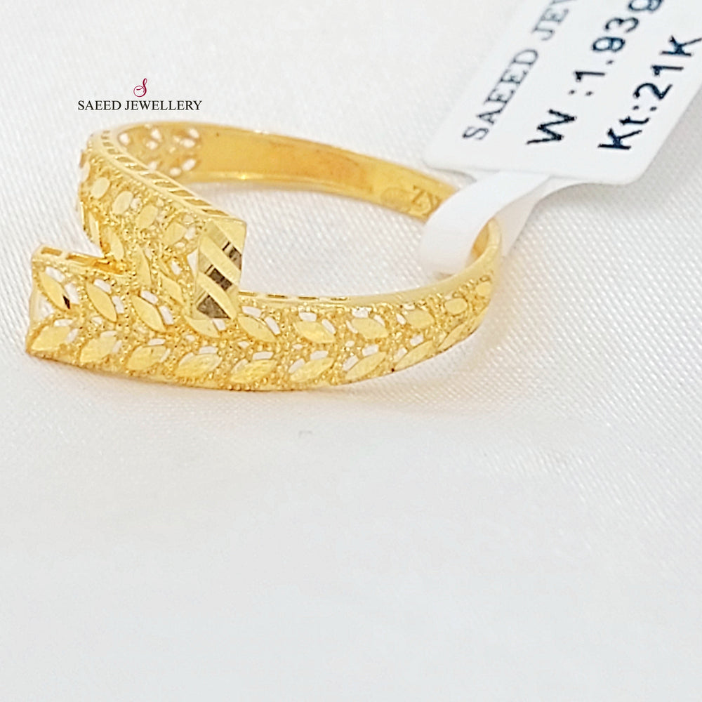 21K خاتم ورق الشجر-مجوهرات الشيخ سعيد-Saeed Jewelry 