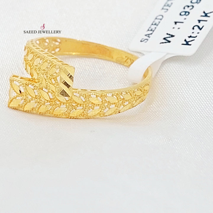 21K خاتم ورق الشجر-مجوهرات الشيخ سعيد-Saeed Jewelry 