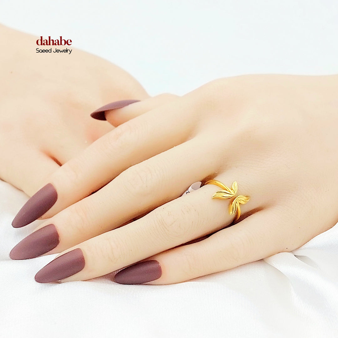 21K خاتم ورق الشجر-مجوهرات الشيخ سعيد-Saeed Jewelry 