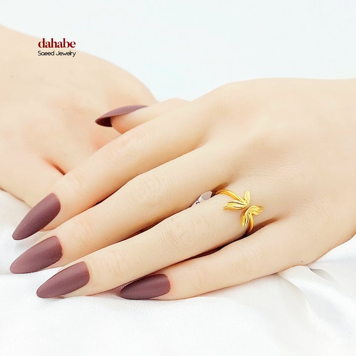 21K خاتم ورق الشجر-مجوهرات الشيخ سعيد-Saeed Jewelry 