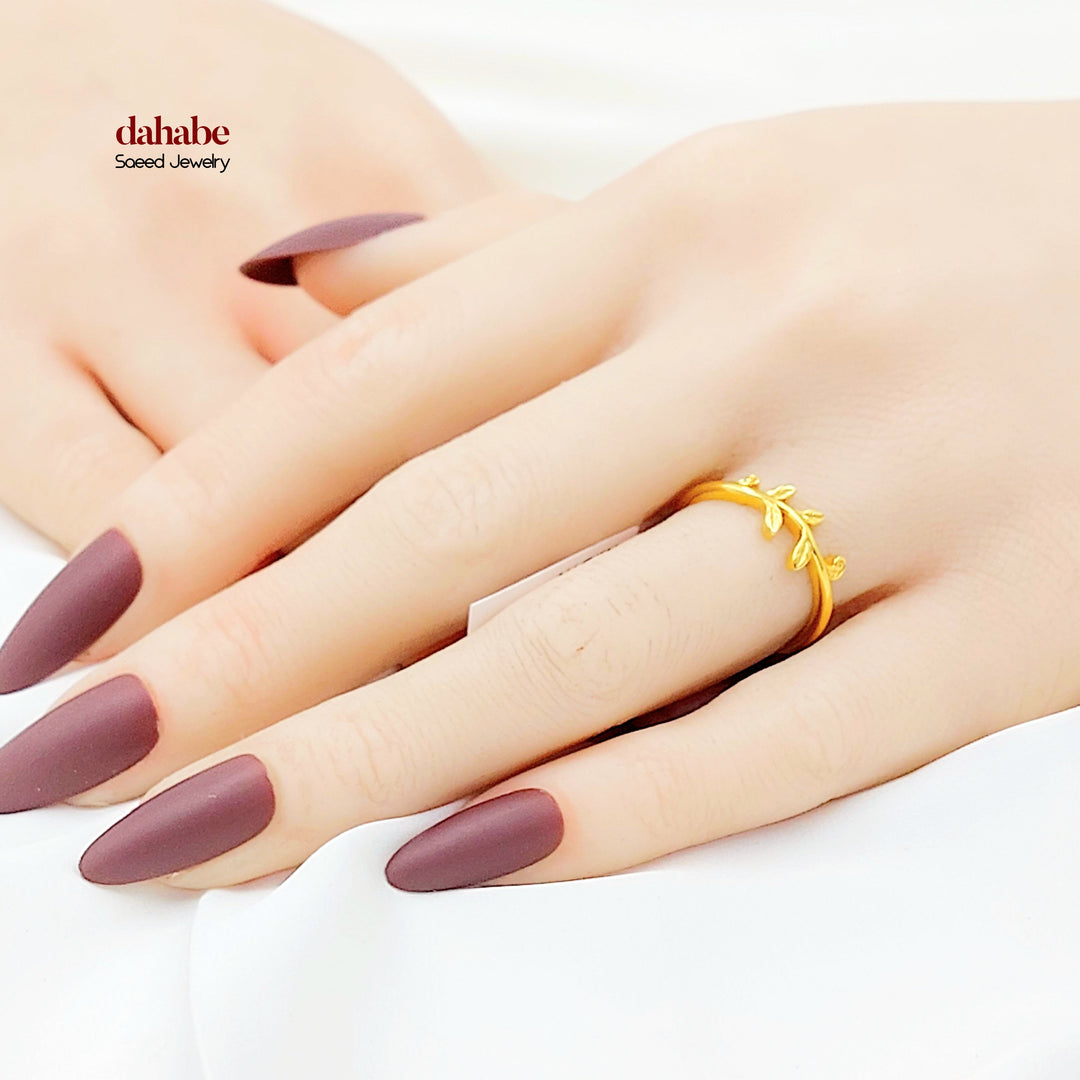 21K خاتم ورق الشجر-مجوهرات الشيخ سعيد-Saeed Jewelry 