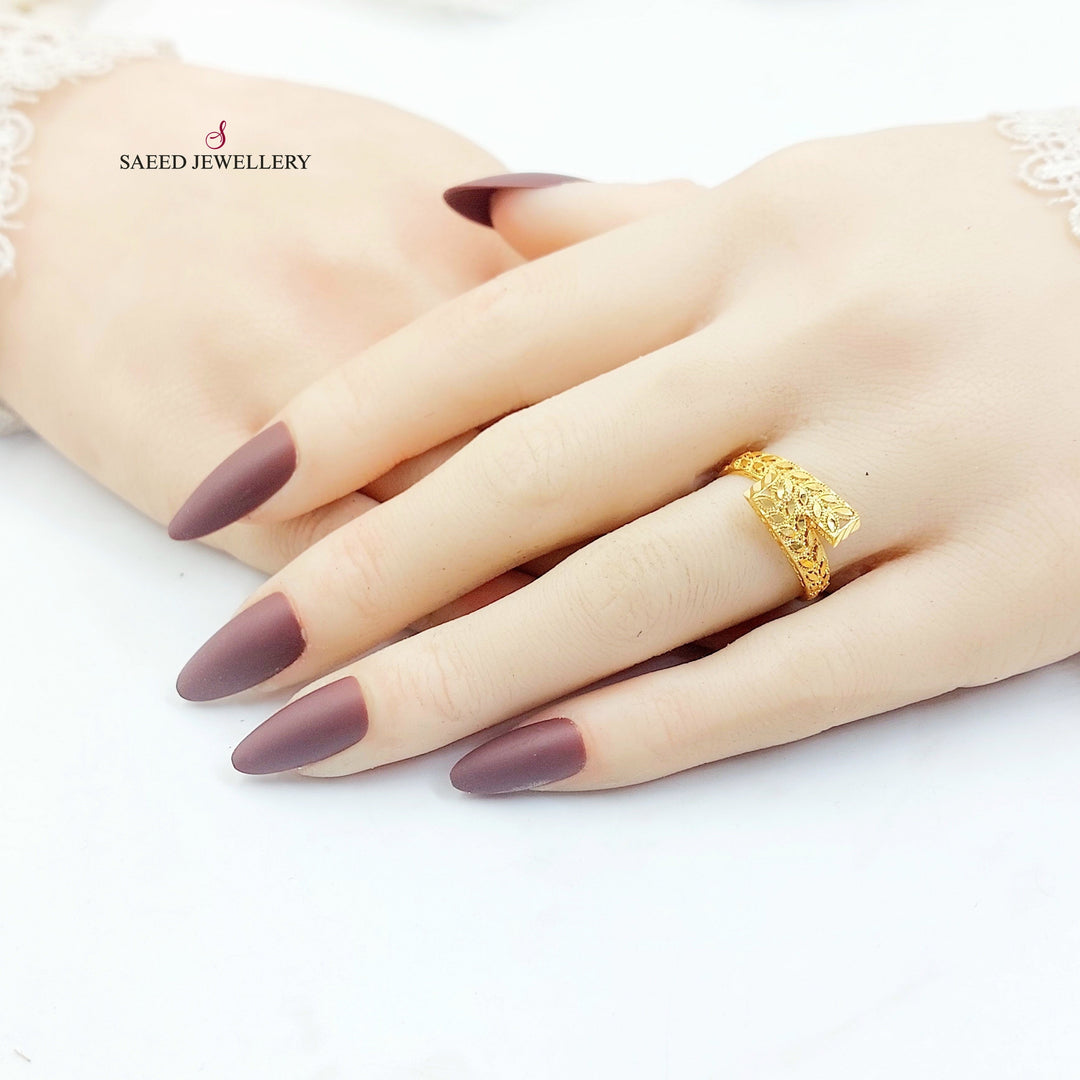 21K خاتم ورق الشجر-مجوهرات الشيخ سعيد-Saeed Jewelry 