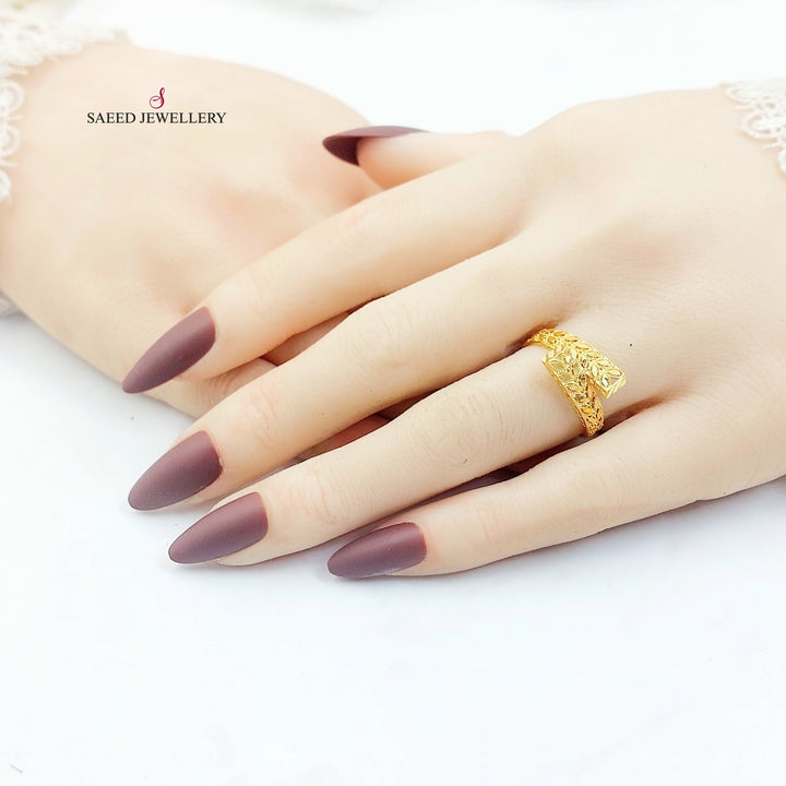21K خاتم ورق الشجر-مجوهرات الشيخ سعيد-Saeed Jewelry 